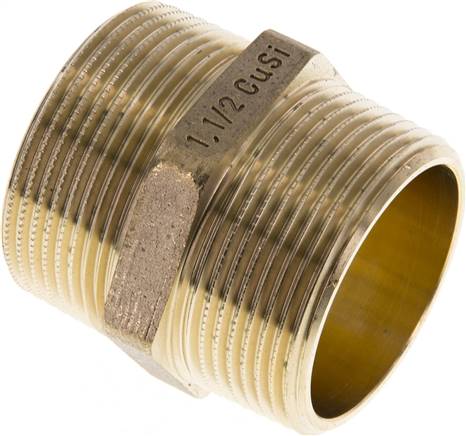 Doppelnippel R 1-1/2"-R 1-1/2", Messing/Rotguss