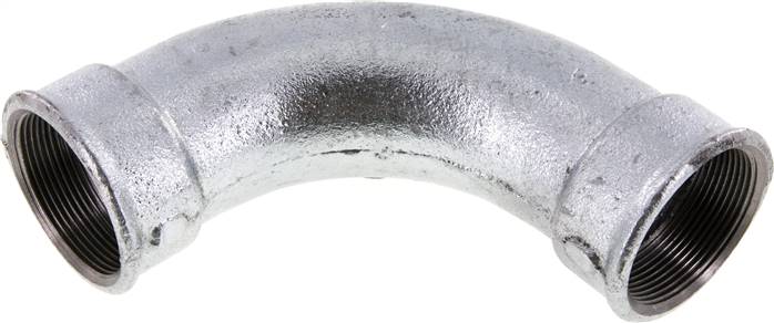 90°-Bogen Rp 2" (IG), lang Typ 2/G1, Temperguss verzinkt