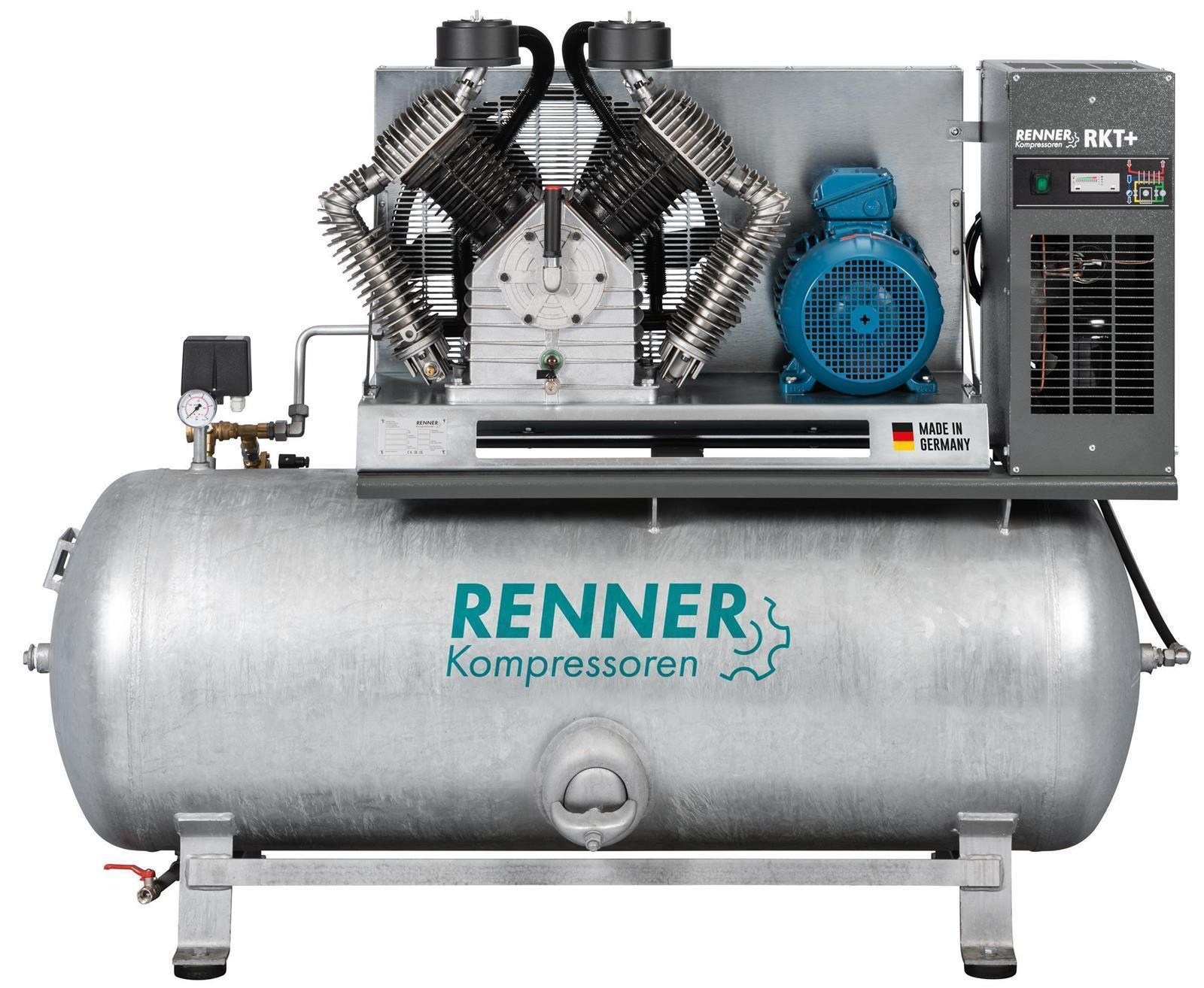 RENNER RIKO H 1340/500 KT Industrie-Kolbenkompressor 15 bar - liegender, verzinkter Behälter mit Kältetrockner