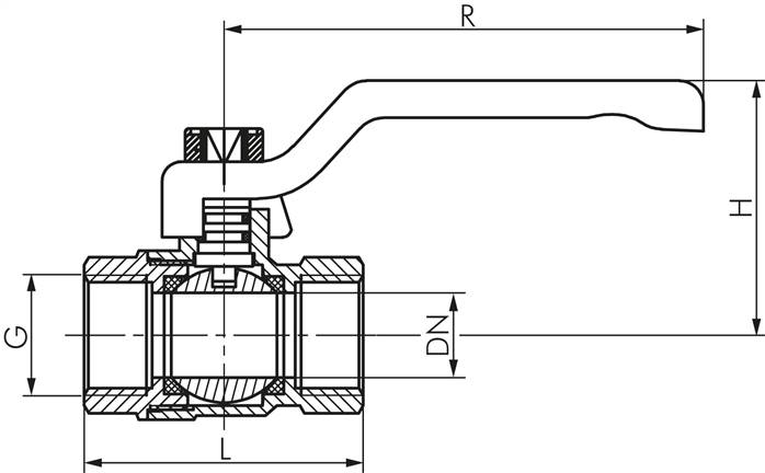 Messing-Kugelhahn, Eco-Line, Rp 1/2", 0 bis 25bar -Eco-Line, Knebelgriff