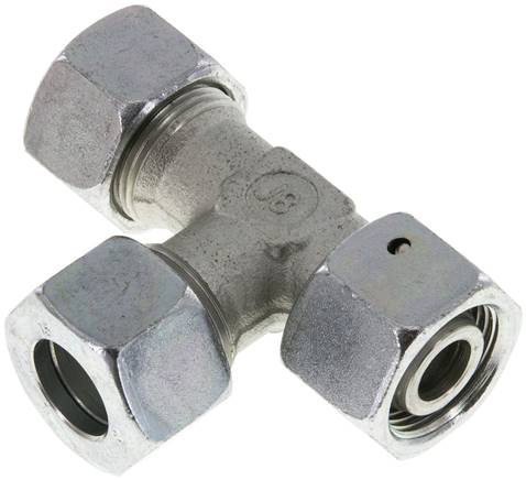 Einstellb. L-Schneidringverschraubung 15 L (M22x1,5), Stahl verzinkt, mit Dichtkegel und O-Ring