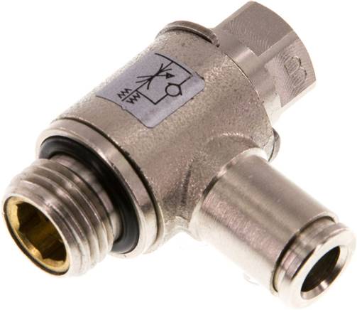 Winkel-Drosselrückschlagventil G 1/4"-6mm,abluftregelnd (Standard), Messing