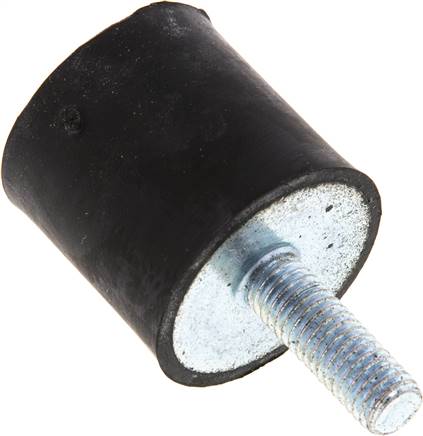 Gummi-Metall-Puffer einseitig mit Gewindestift M 8 x 23, D= 30 - H= 30 mm