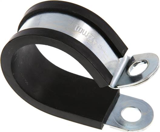 Gummiprofilierte Rohrschelle 42mm, DIN 3016-1