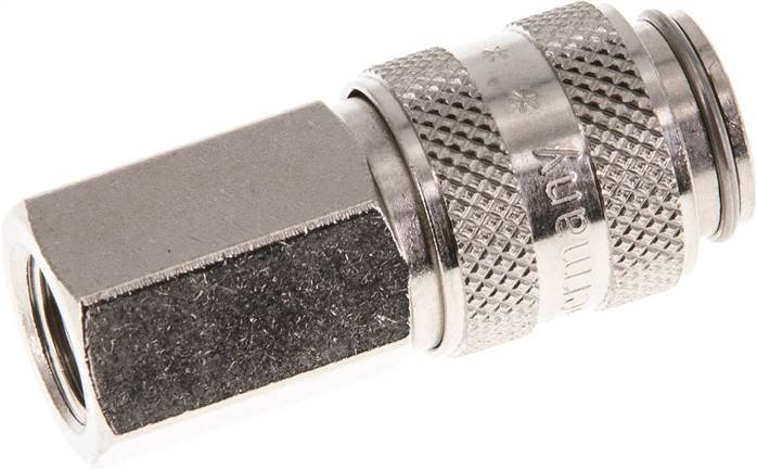 Schnellkupplung (NW5) G 1/8"(IG), Messing vernickelt, für Stecker beidseitig absperrend