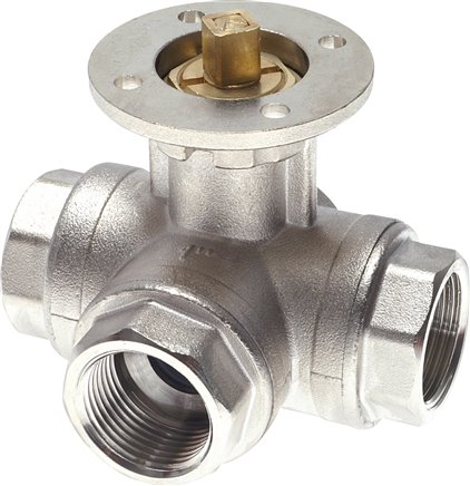 3-Wege-Kugelhahn, Direktmontageflansch G 2", L-Bohrung, Messing