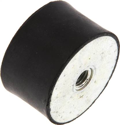 Gummi-Metall-Puffer beidseitig mit Innengewinde M 10 (8 tief), D= 50 - H= 30 mm
