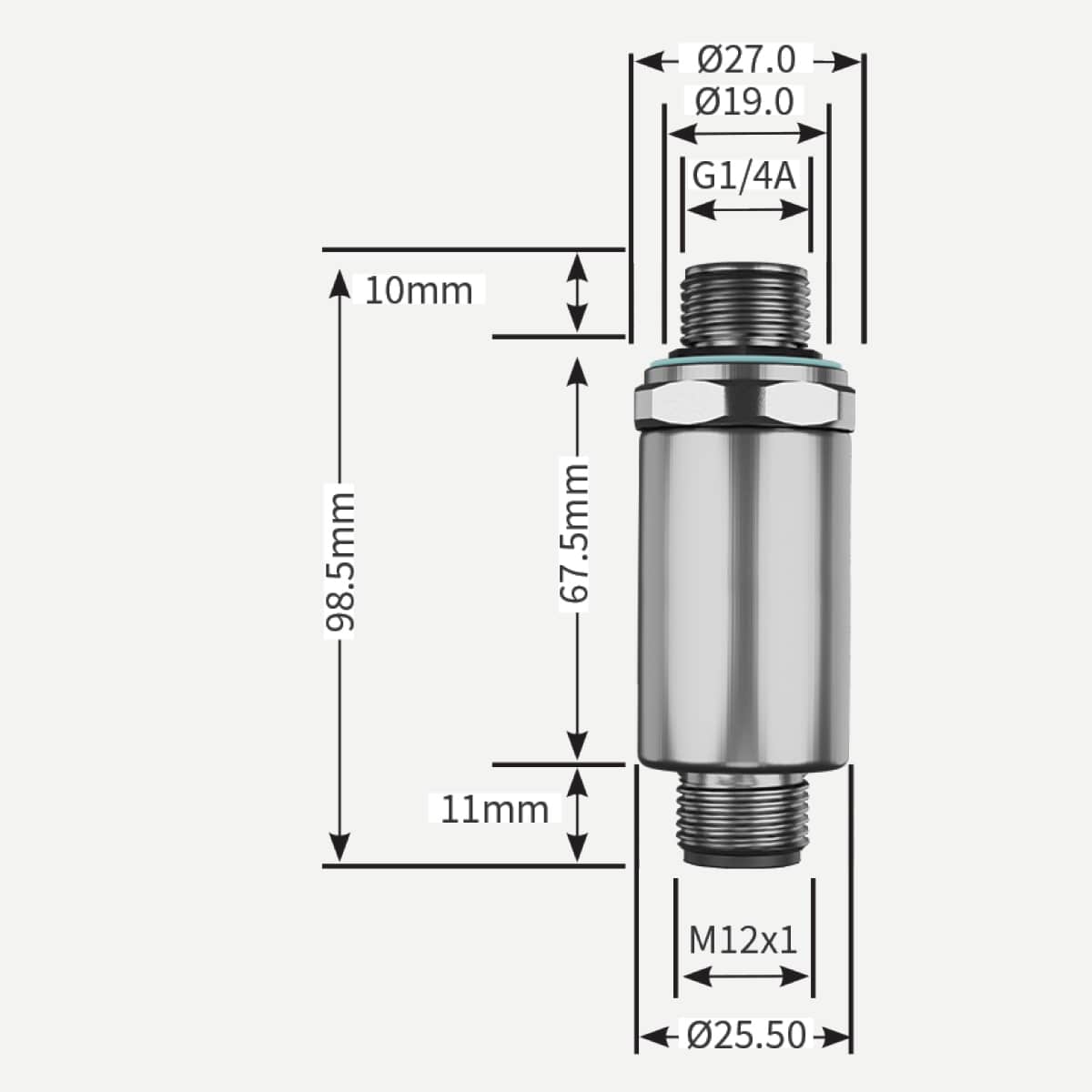 S011 Drucktransmitter Druckluft 0-40 bar(g), Modbus/RTU, G1/4", M12