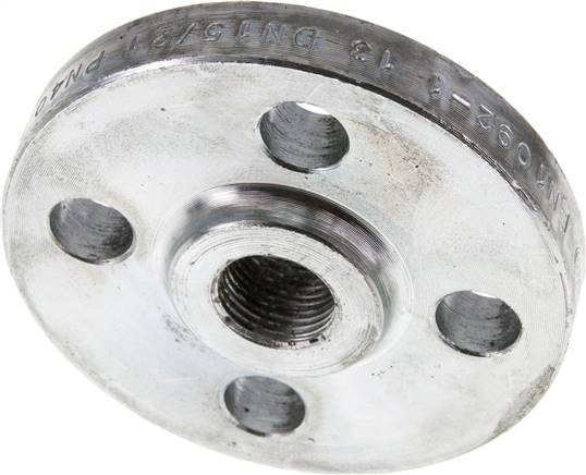 Gewindeflansch DN15-PN40 (DIN/EN), Rp 1/2", DIN 2567 & EN 1092-1 (Typ 13), Stahl