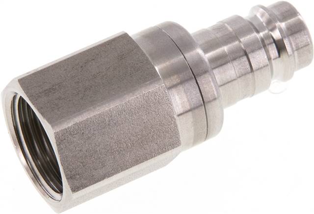 Kupplungsstecker (NW10) G 1/2"(IG), Edelstahl, beidseitig absperrend