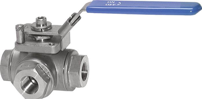 3-Wege Kugelhahn, Edelstahl, T-Bohrung, G 2-1/2", 0 bis 25bar