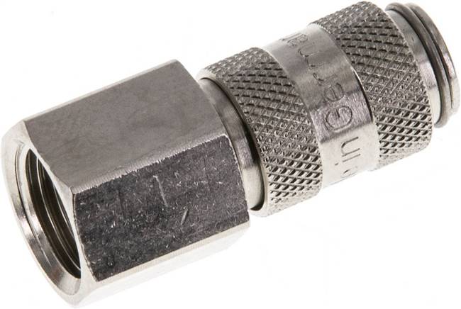Schnellkupplung (NW2,7) G 1/8"(IG), Messing vernickelt, für Stecker beidseitig absperrend