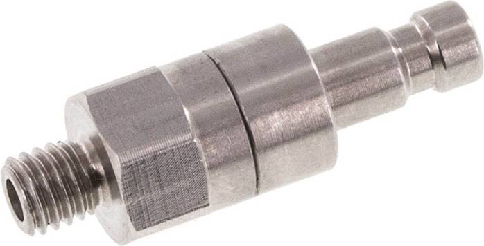 Kupplungsstecker (NW2,7) M 5(AG), Edelstahl, beidseitig absperrend