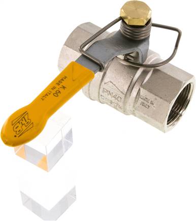 Messing-Kugelhahn, G 1-1/4", -0,98 bis 40bar, federschließend