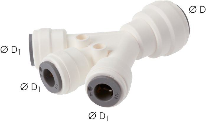 Y-Steckanschluss 3x1/4" (6,35 mm)mm-1x3/8" (9,52 mm), IQS-LE (EPDM-Dichtung)3 Abgänge