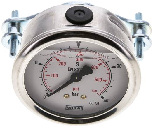 Glycerin-Einbaumanometer, 3kt-Frontring, 63mm, 0 - 40 bar