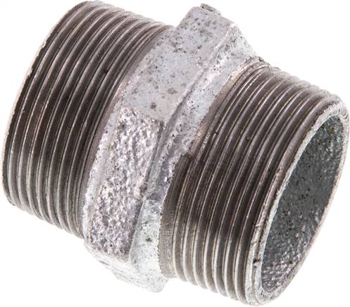 Doppelnippel R 1-1/2"-R 1-1/2", Temperguss verzinkt