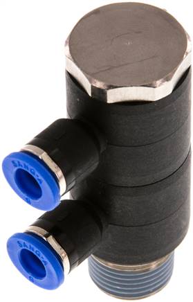 Steck-Mehrfachverteiler, 2-fach R 3/8"-6mm, IQS-Standard
