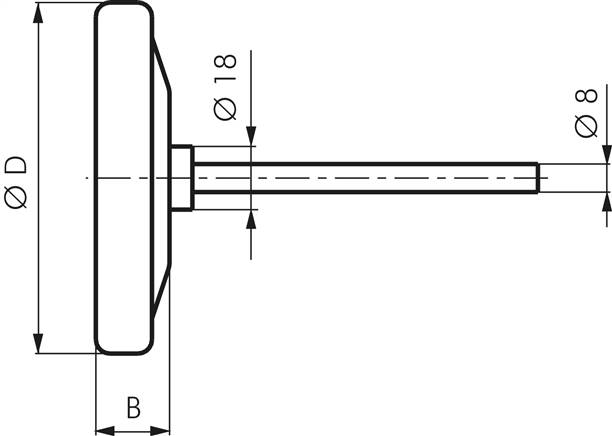Bimetallthermometer, waagerecht D63/-20 bis +60°C/100mm, Edelstahl