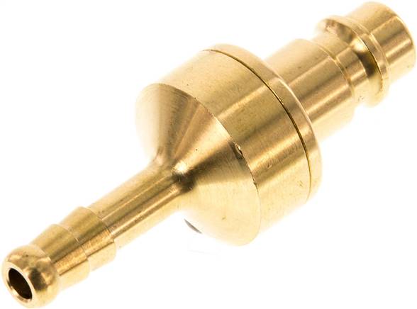 Kupplungsstecker (NW7,2) 6 (1/4")mm Schlauch, Messing, beidseitig absperrend