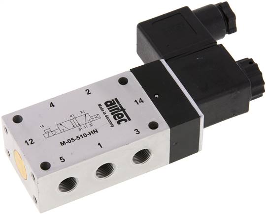 5/2-Wege Magnetventil, G 1/8", Luftfeder, 115 V AC