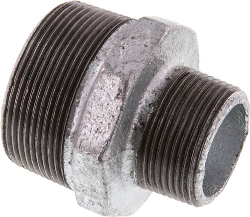 Doppelnippel R 2"-R 1-1/4", Temperguss verzinkt