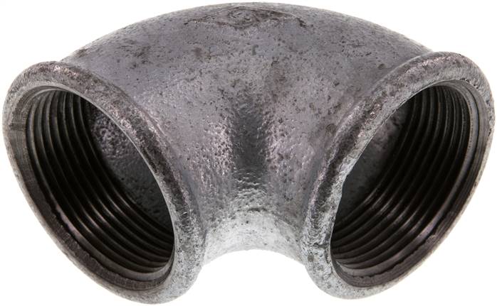 90°-Winkel Rp 1-1/2"-Rp 1-1/2", Temperguss verzinkt
