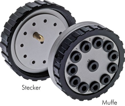 Mehrfachkupplung 10x 6mm Schl.,komplett Stecker & Muffe, rund