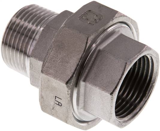 Verschraubung flach dichtend Rp/R 1" (IG/AG), Edelstahl