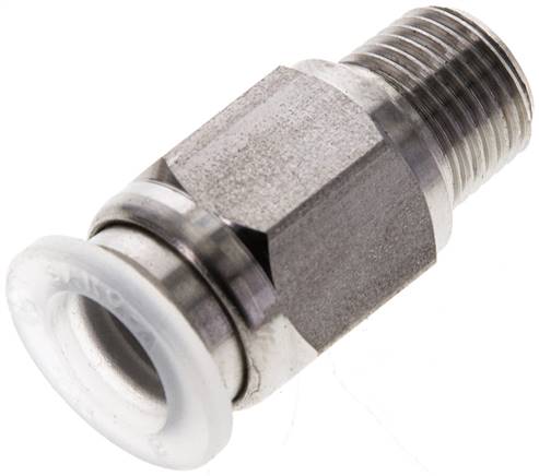 Gerader Steckanschluss R 1/8"-8mm, IQS-PP, Polypropylen mit Edelstahl-Gewinde