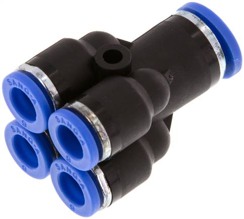 Steckanschluss-4-fach Verteiler 8mm-6mm, IQS-Standard