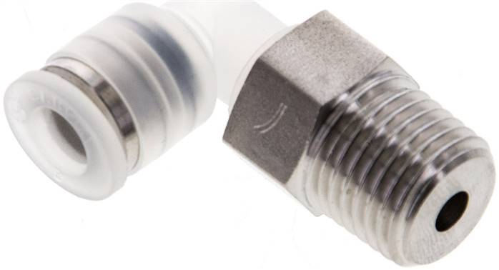 Winkel-Steckanschluss R 1/4"-6mm, IQS-PP, Polypropylen mit Edelstahl-Gewinde