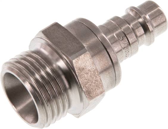 Kupplungsstecker (NW7,2) G 1/2"(AG), Edelstahl, beidseitig absperrend