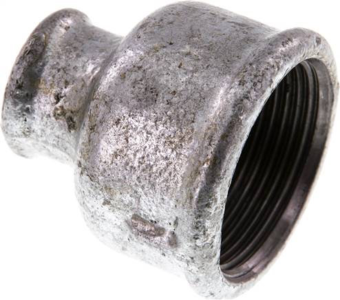 Rundmuffe Rp 1-1/4"-Rp 1/2", Temperguss verzinkt