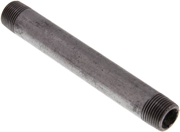 Rohrdoppelnippel R 3/8"-120mm, Stahlrohr ST 37 verzinkt