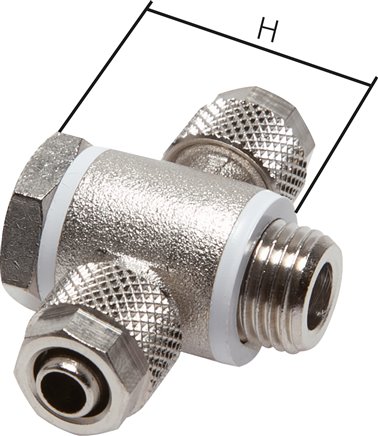 T-Verschraubung G 1/8"-10x8mm, Messing vernickelt, Hohlschraube