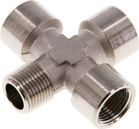 Kreuzstück G 3/8"(IG)-R 3/8"(AG), Messing vernickelt