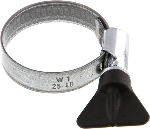 12mm Schlauchschelle 25 - 40mm, Stahl verzinkt (W1) (NORMA) mit Flügelgriff