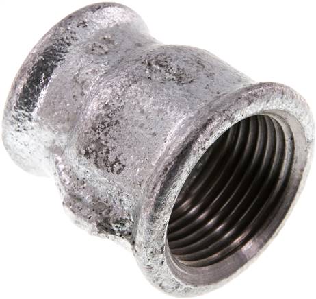 Rundmuffe Rp 1"-Rp 3/4", Temperguss verzinkt