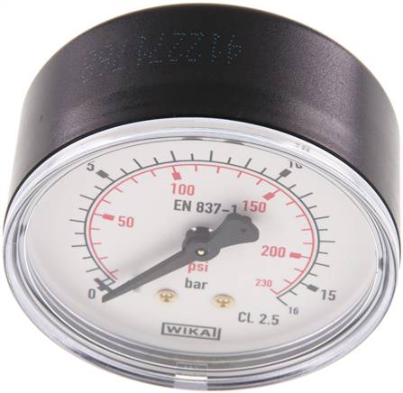Manometer waagerecht (KU/Ms), 63mm, 0 - 16 bar, G 1/4"