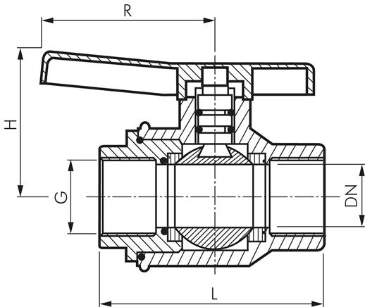 Kugelhahn (Polypropylen), G 1", PN 10
