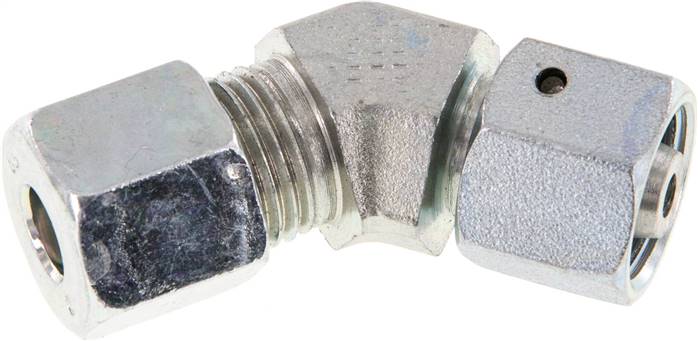 Einstellb. 45°-Schneidringverschraubung 8 S (M16x1,5), Stahl verzinkt, mit Dichtkegel und O-Ring