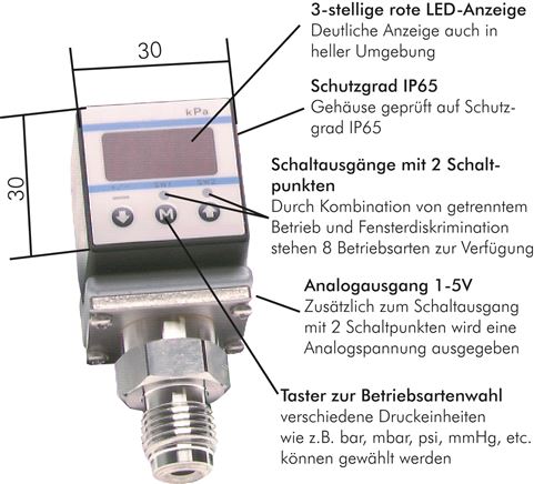 elektronischer Druckschalter Edelstahl, -1 bis 1 bar
