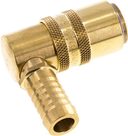 Temperier-Schnellkupplung (Winkel 90°) 13mm Zapfen, 13 (1/2")mm Schlauch, für Stecker beidseitig absperrend