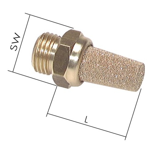 Schalldämpfer G 1/4", Sinterbronze, Messinggewinde
