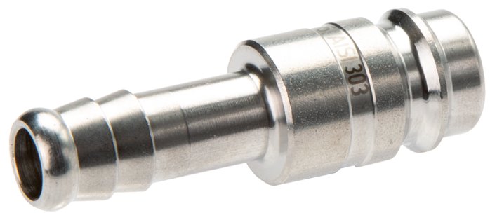 Kupplungsstecker (NW10) 10mm Schlauch, Messing vernickelt, beidseitig absperrend