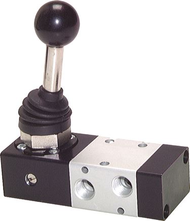 3/2-Wege Handhebelventil, Federrückstellung, G 1/4", -0,95 bis 10 bar