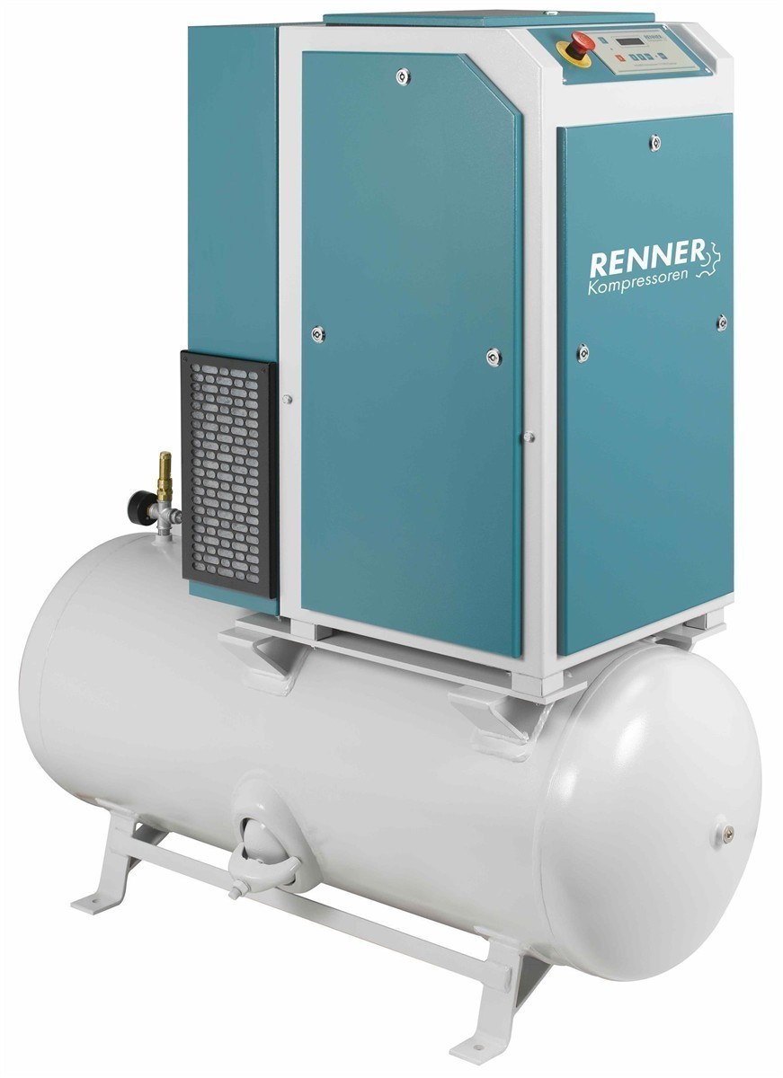 Compressore RENNER modello RSDF-PRO 18,5 su serbatoio da 500 litri - compressore a vite con controllo di frequenza