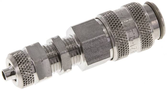 Schott-Schnellkupplung (NW5) 6x4mm Schlauch, 1.4404, für Stecker beidseitig absperrend