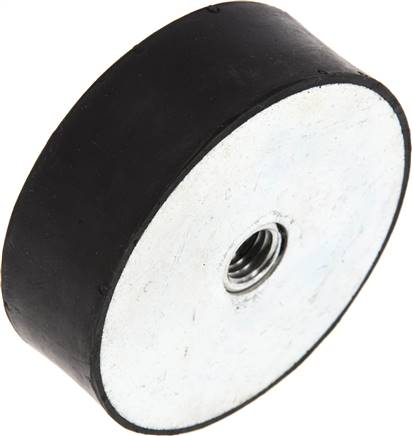 Gummi-Metall-Puffer beidseitig mit Innengewinde M 12 (10 tief), D= 75 - H= 25 mm